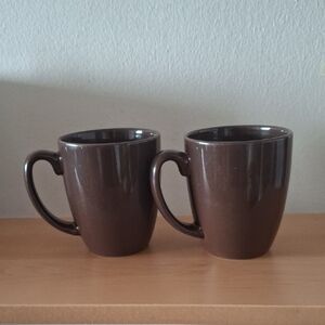 Set Of 2 CORELLE Brown Ceramic Coffee Mugs